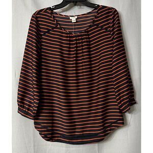 NWT J. Crew Womens Long‎ Sleeve Striped Polyester Top Blouse Shirt Size Small
